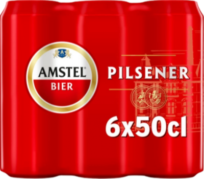 Amstel sixpack met halve liter blikken